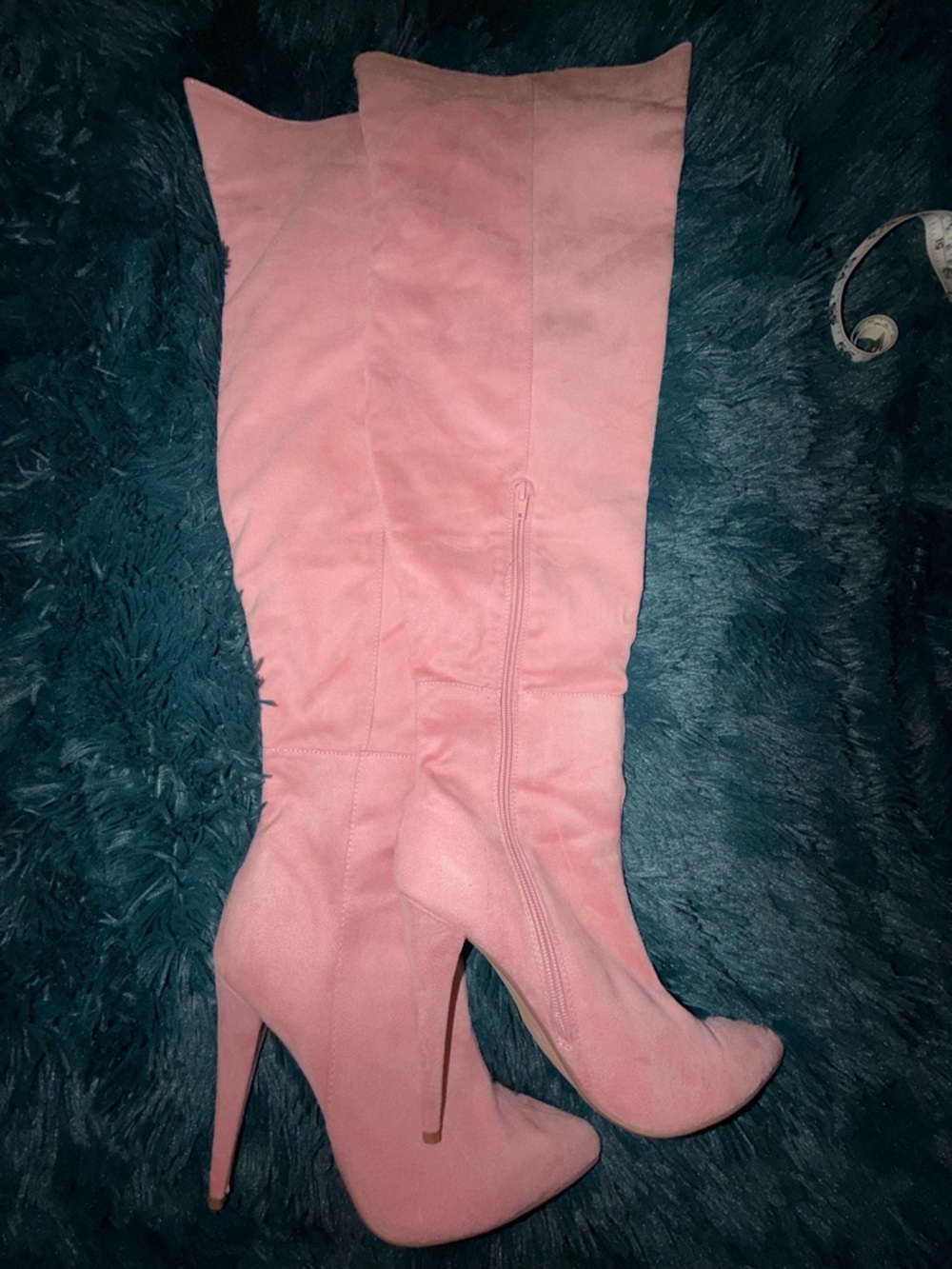 Pink Over-the-Knee High Heel Boots